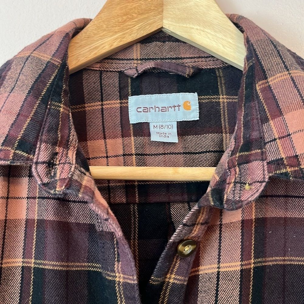 Carhartt Rugged Flex Hamilton Flannel Shirt Plaid Purple Medium Gorpcore Cabin - Picture 2 of 5